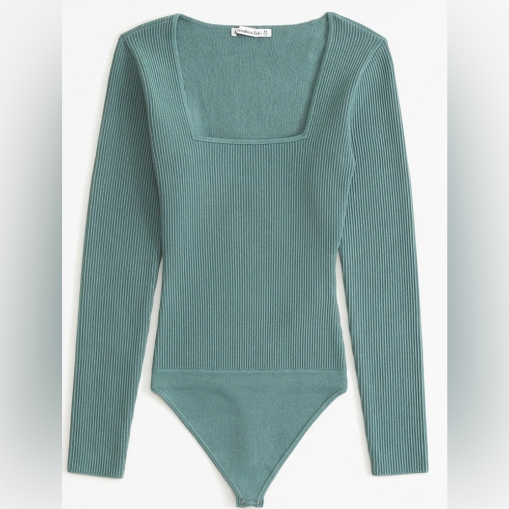 A & F Teal Ribbed Long Sleeve Bodysuit